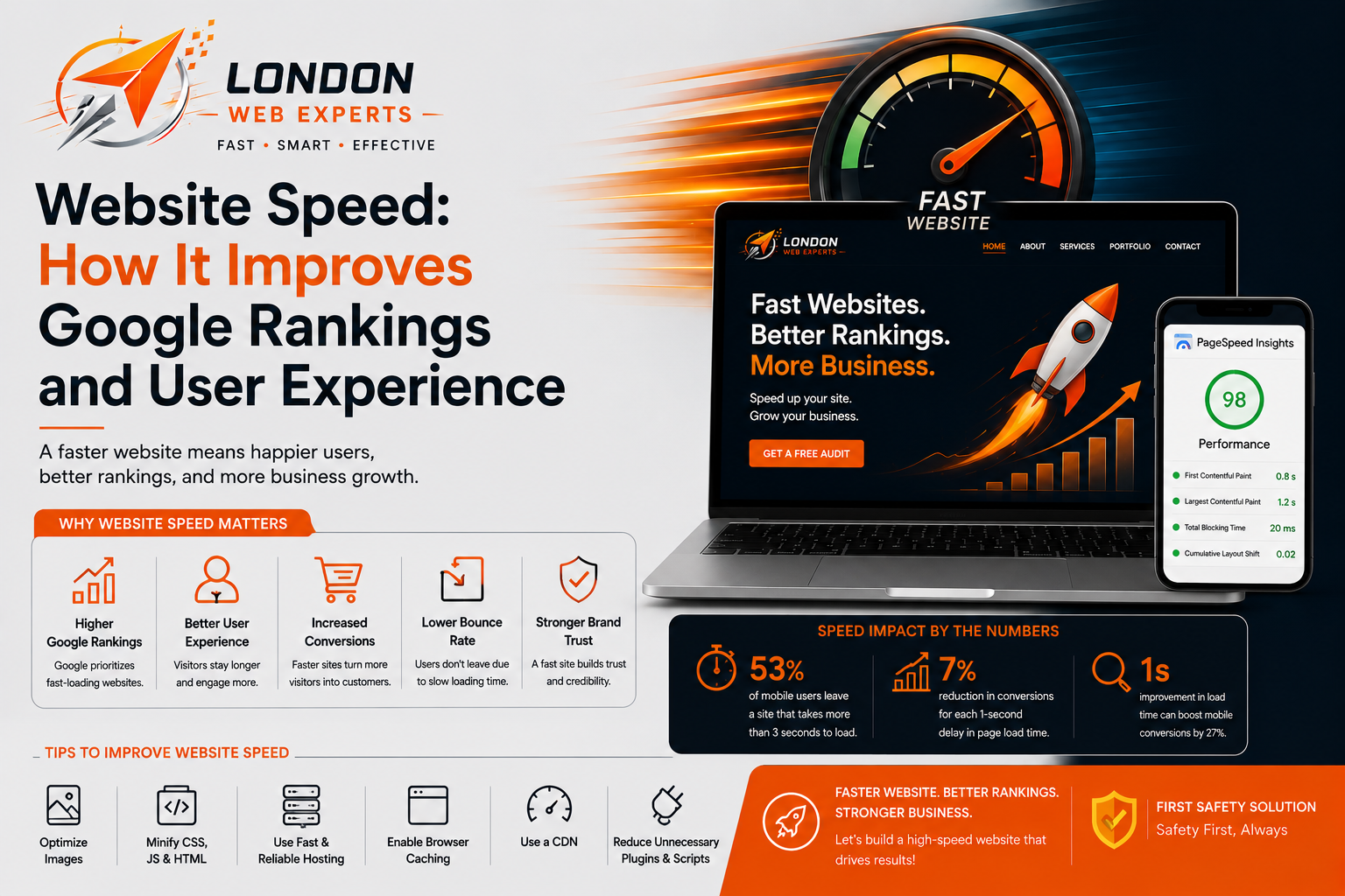 Website Speed optimization improving Google rankings and website performance