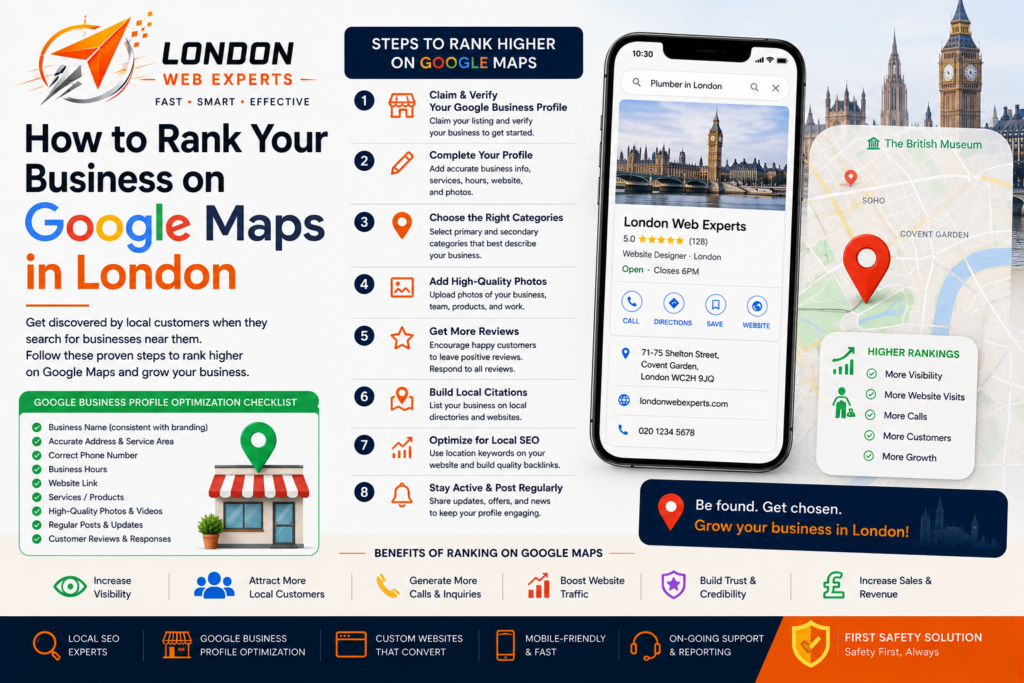 Google Maps Ranking helping a London business appear higher in local search results
