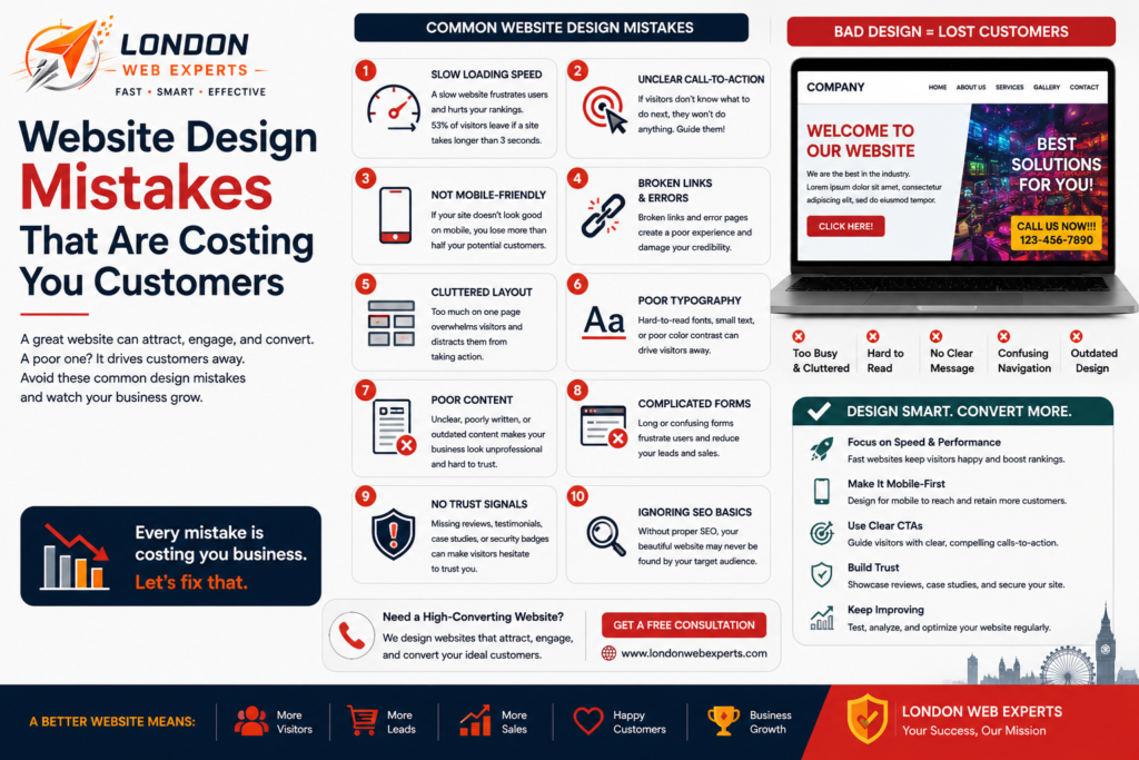 Common Website Design mistakes that reduce customer conversions