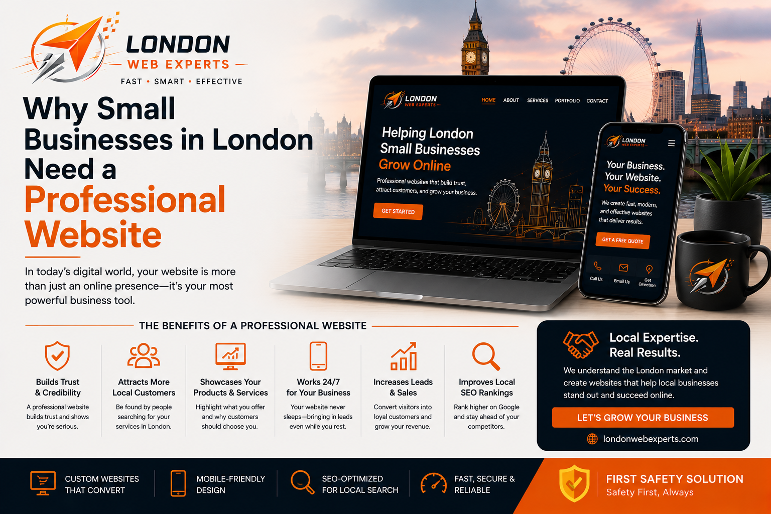 Modern Small Business Website helping a London business attract customers online